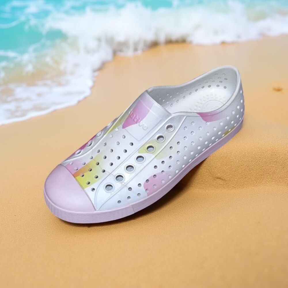 Native Shoes Shell White/Calm Pink/Calm Blob Jefferson Adult Slip-On Navy Sneake